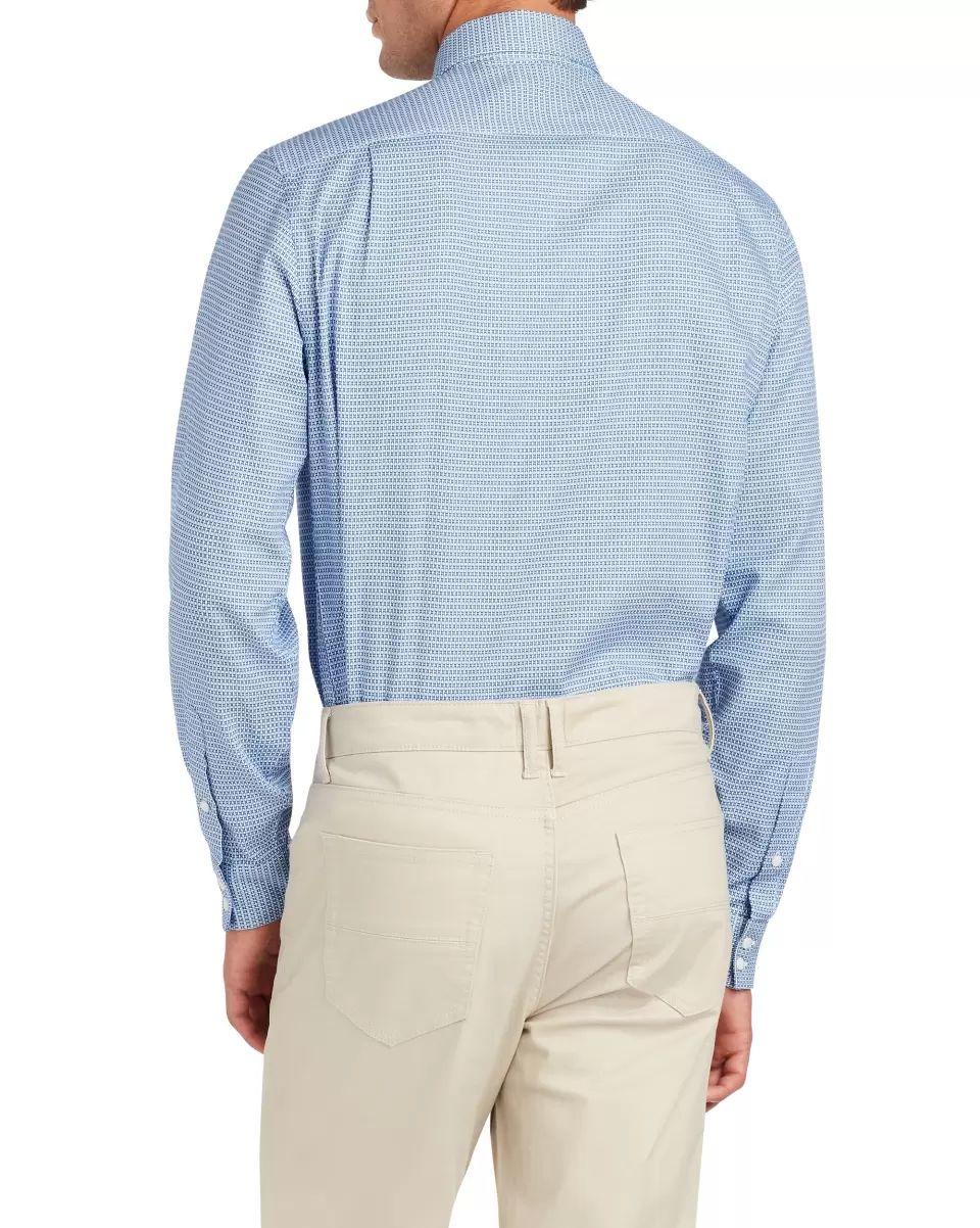 Perfect Dobby Unsolid Slim Fit Dress Shirt - Blue Blue Long Sleeve Shirts Men Ben Sherman - 1