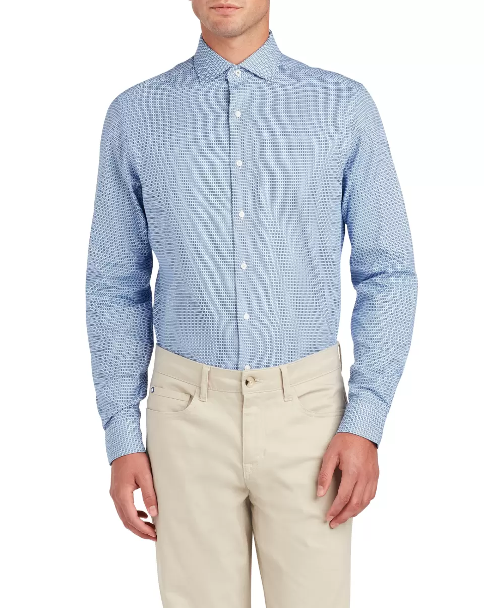 Perfect Dobby Unsolid Slim Fit Dress Shirt - Blue Blue Long Sleeve Shirts Men Ben Sherman - 2
