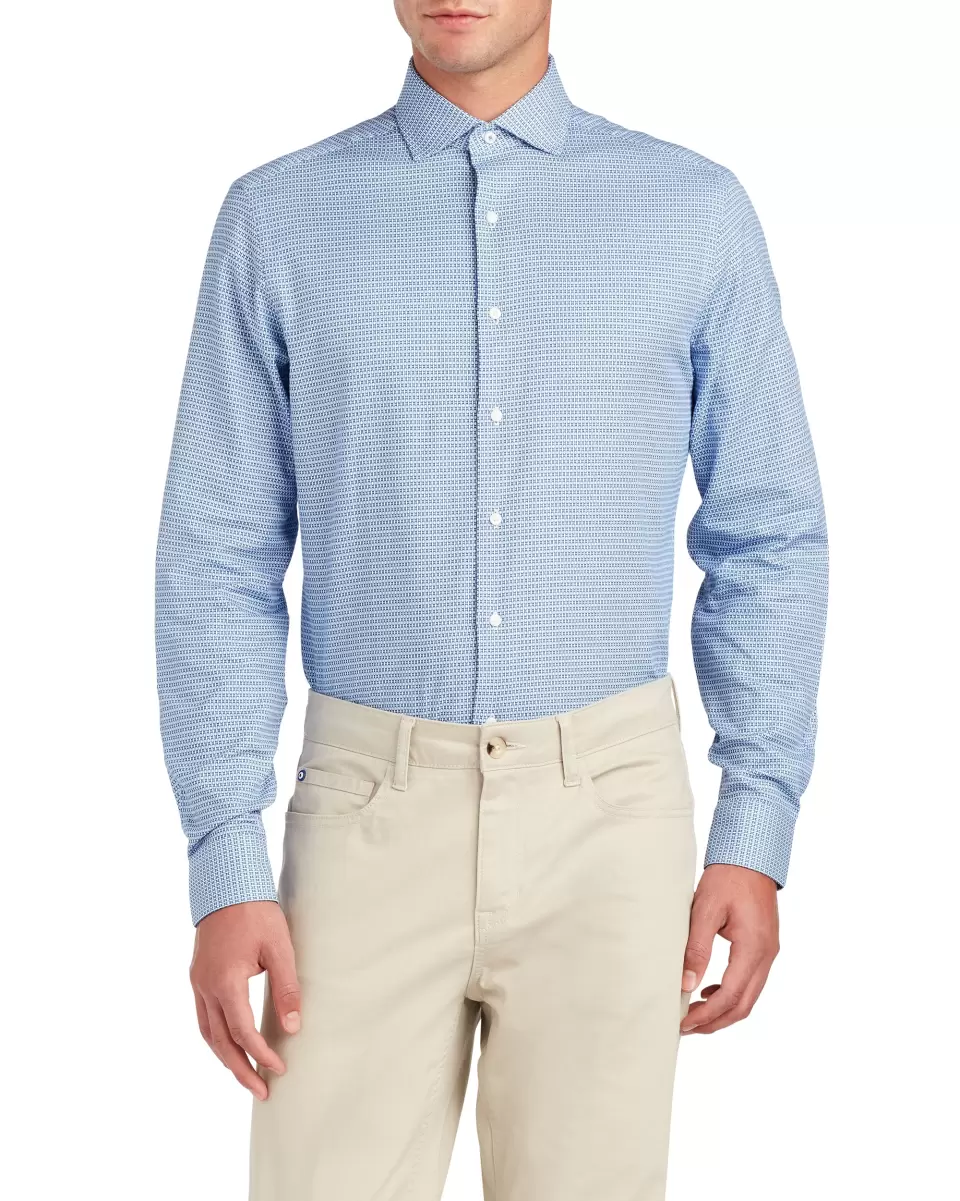 Perfect Dobby Unsolid Slim Fit Dress Shirt - Blue Blue Long Sleeve Shirts Men Ben Sherman