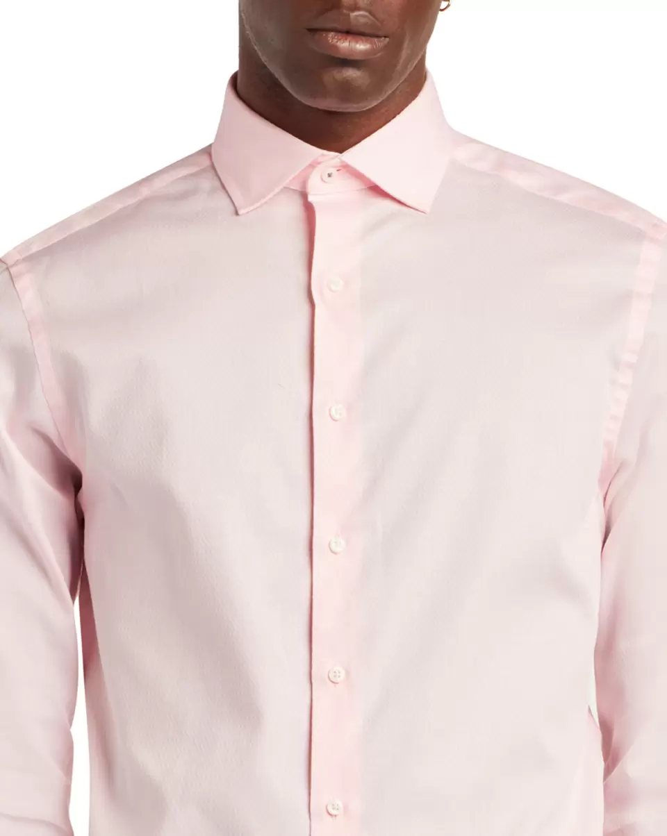 Men Argyle Dobby Slim Fit Dress Shirt - Pink Pink Long Sleeve Shirts Redefine Ben Sherman - 2