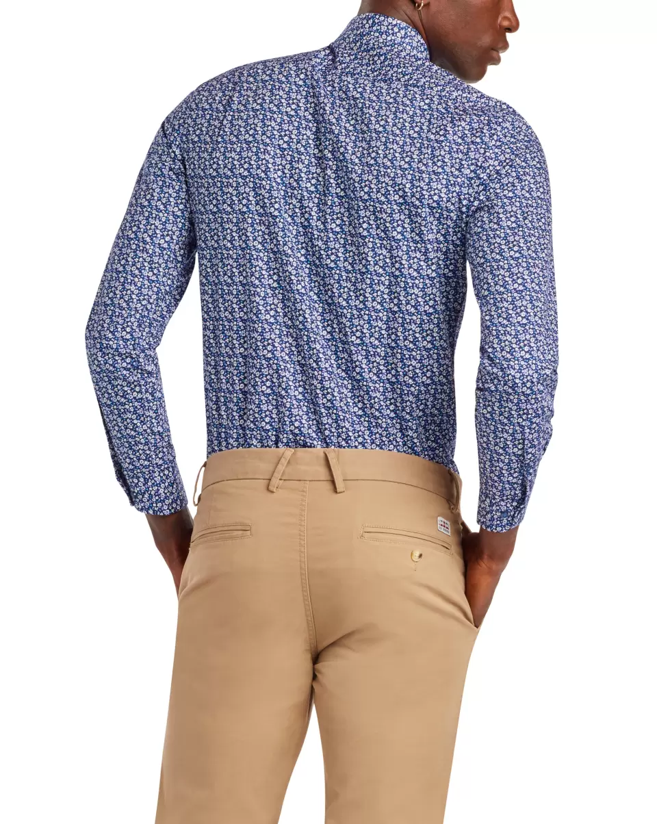 Floral Print Slim Fit Dress Shirt - Lavender & Blue Distinctive Ben Sherman Lavender Long Sleeve Shirts Men - 1