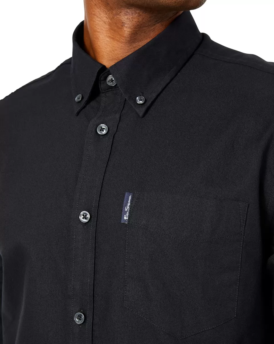 Long-Sleeve Signature Oxford Shirt - Black Ben Sherman Men Long Sleeve Shirts Latest Black - 2