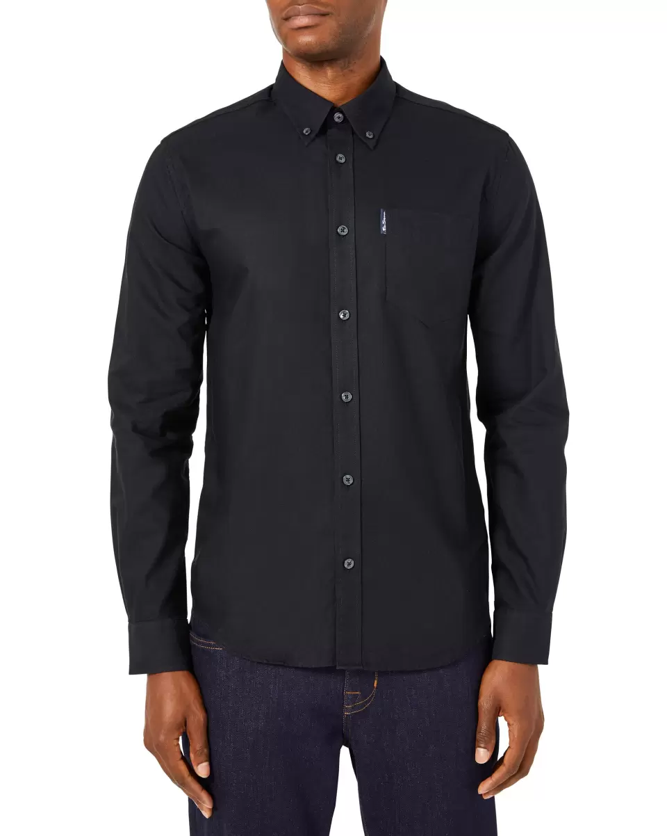 Long-Sleeve Signature Oxford Shirt - Black Ben Sherman Men Long Sleeve Shirts Latest Black