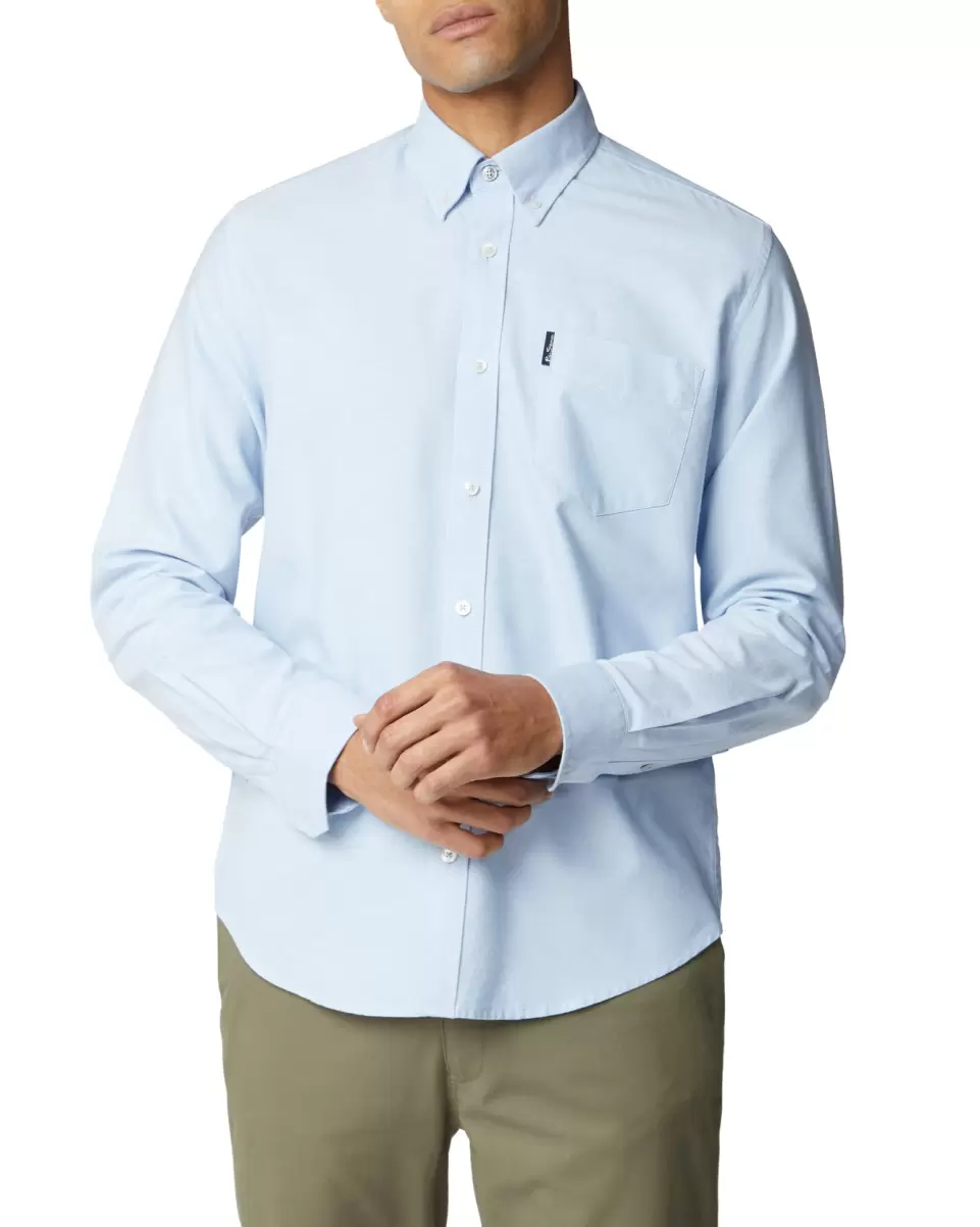 Sky Long-Sleeve Signature Oxford Shirt - Sky Ben Sherman Refresh Long Sleeve Shirts Men