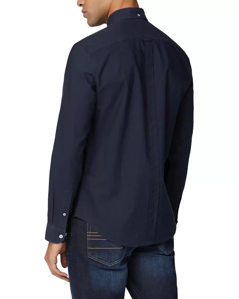 Long Sleeve Shirts Dark Navy Reliable Long-Sleeve Signature Oxford Shirt - Dark Navy Ben Sherman Men - 1