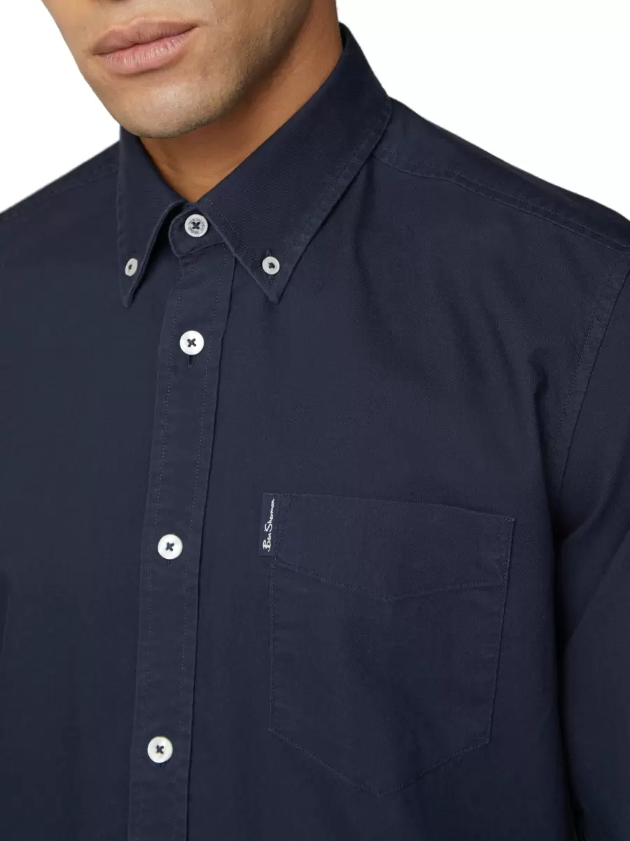 Long Sleeve Shirts Dark Navy Reliable Long-Sleeve Signature Oxford Shirt - Dark Navy Ben Sherman Men - 2
