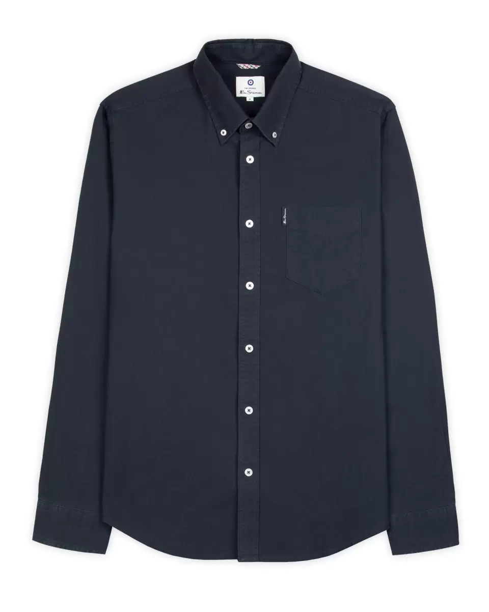 Long Sleeve Shirts Dark Navy Reliable Long-Sleeve Signature Oxford Shirt - Dark Navy Ben Sherman Men - 5
