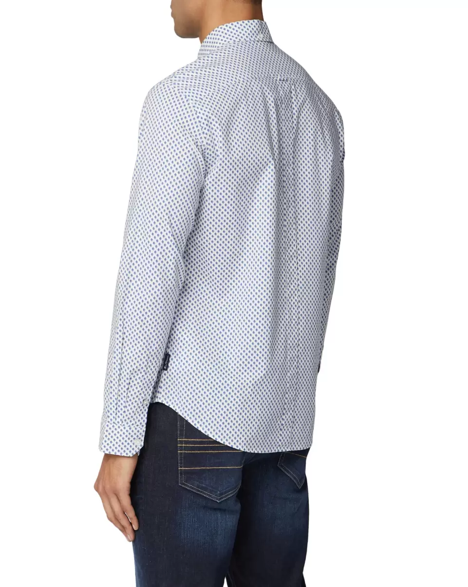 Online Men Ben Sherman Long-Sleeve One Print Shirt - Blue Long Sleeve Shirts Blue - 1