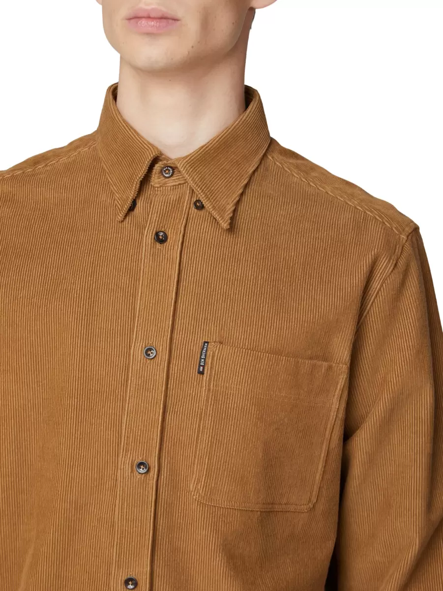 Tan Men Long-Sleeve Cord Overshirt - Tan Free Ben Sherman Long Sleeve Shirts - 2