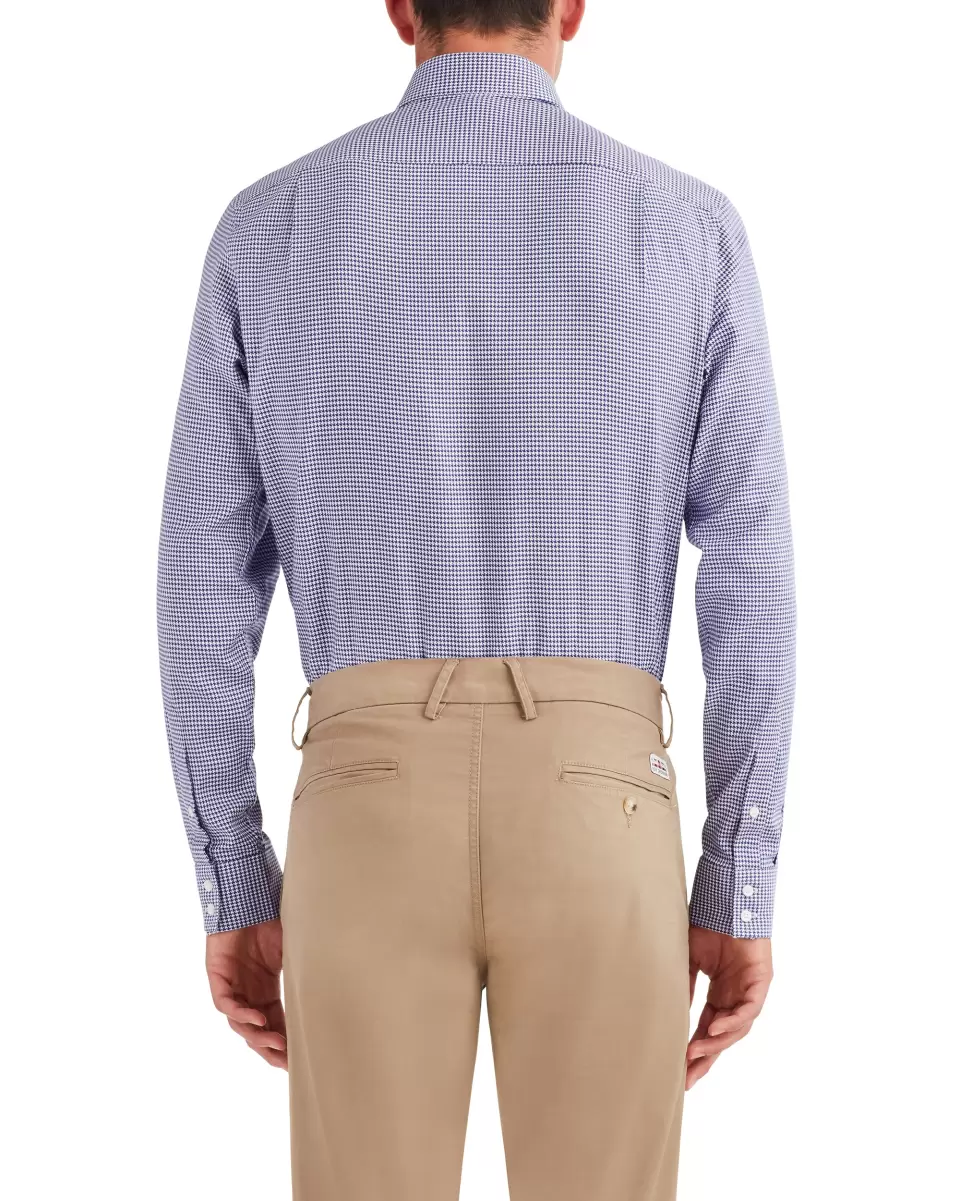 Houndstooth Slim Fit Dress Shirt - Purple Men Purple Liquidation Ben Sherman Long Sleeve Shirts - 2
