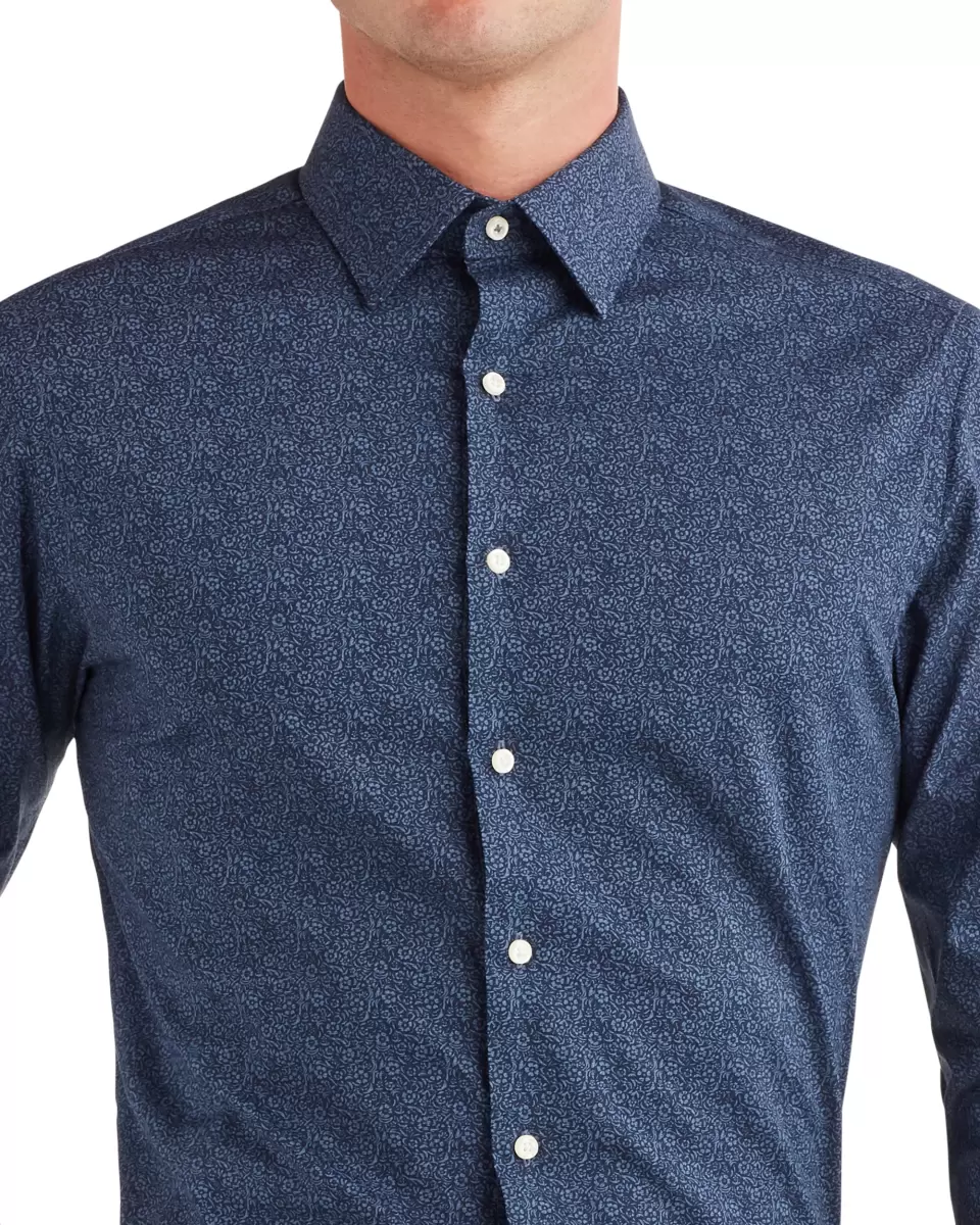 Vintage Floral Print Slim Fit Dress Shirt - Blue Blue Long Sleeve Shirts Ben Sherman Men Redefine