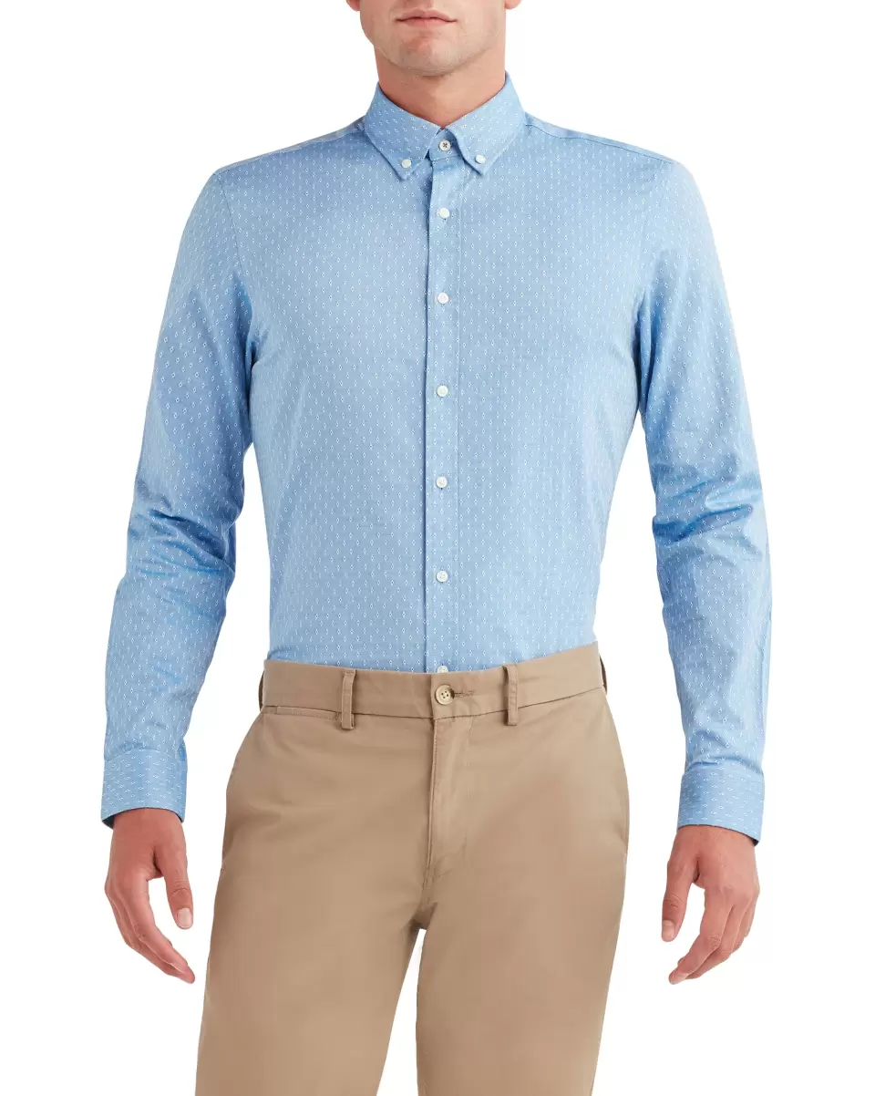 Long Sleeve Shirts Ben Sherman Enrich Dobby Oxford Slim Fit Dress Shirt - Blue Blue Men - 1