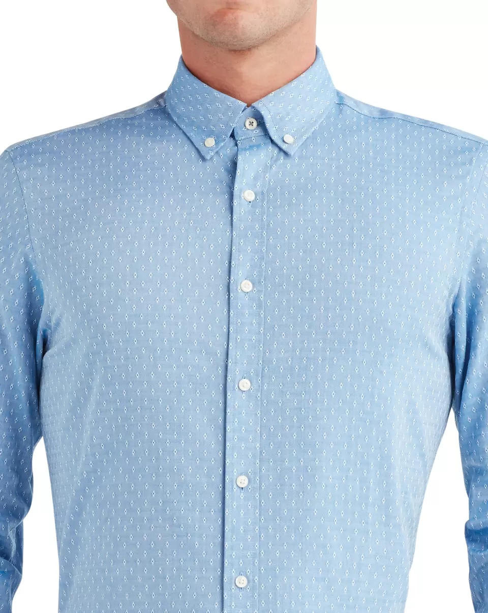 Long Sleeve Shirts Ben Sherman Enrich Dobby Oxford Slim Fit Dress Shirt - Blue Blue Men