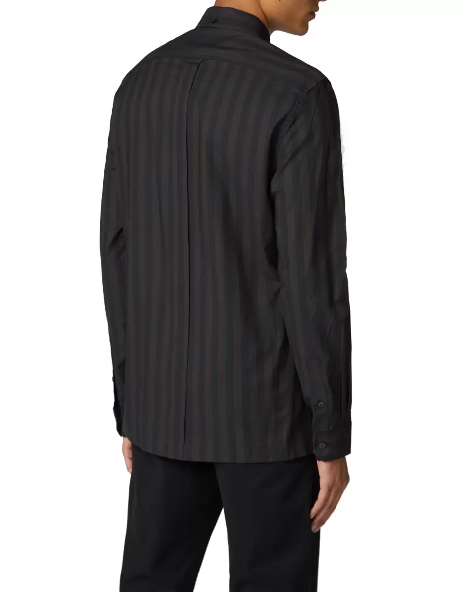 Long Sleeve Shirts Ben Sherman High-Quality Anthracite Men Long-Sleeve Archive Candy Stripe Oxford Shirt - Anthracite - 1