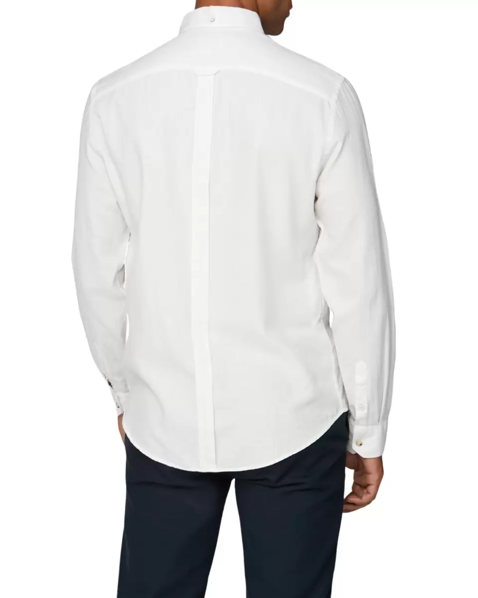 Long Sleeve Shirts Hot Men Off White Long-Sleeve Placed Stripe Shirt - Off White Ben Sherman - 1