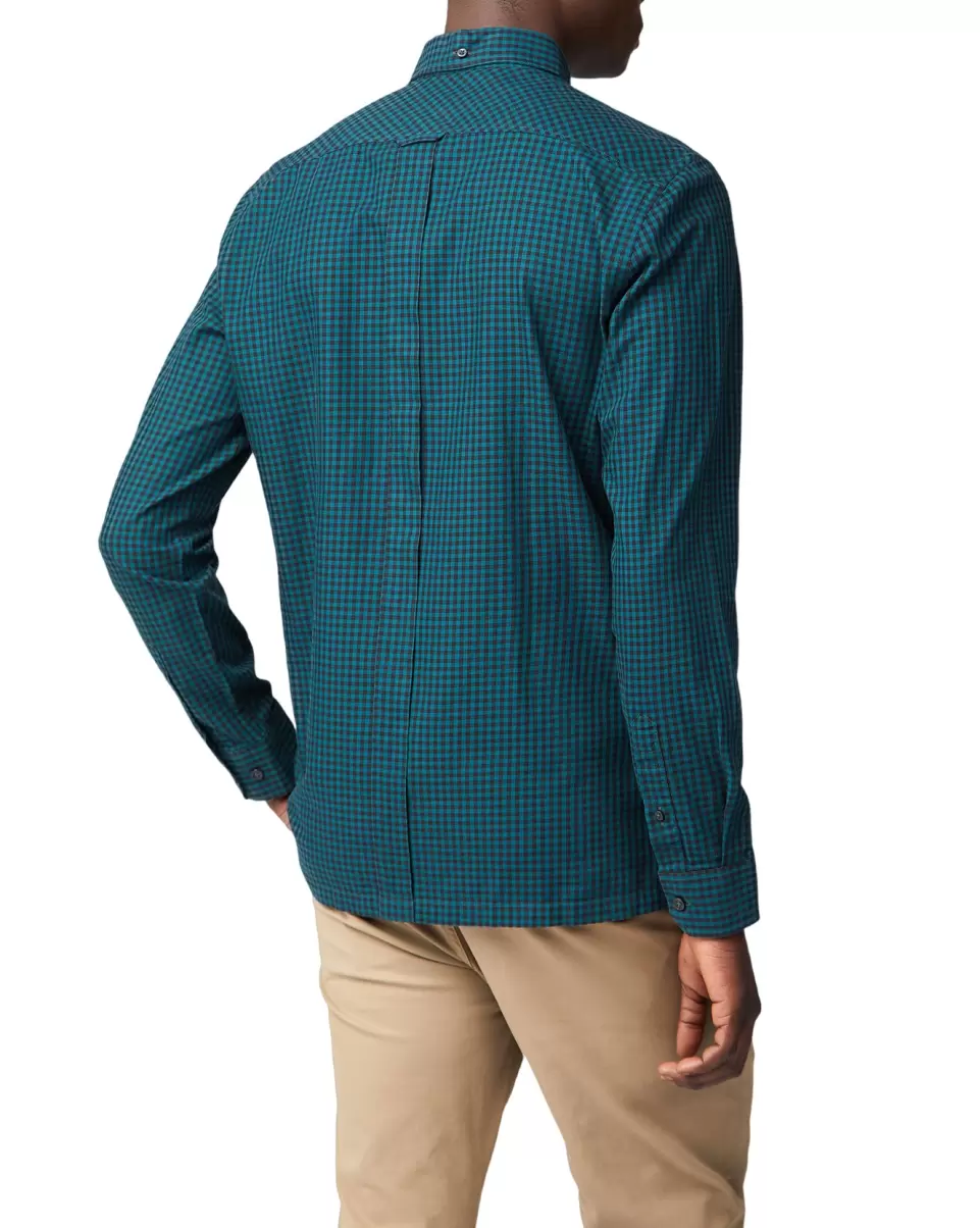 Long-Sleeve Archive Modernist Gingham Shirt - Trekking Green Men Ben Sherman Buy Trekking Green Long Sleeve Shirts - 1