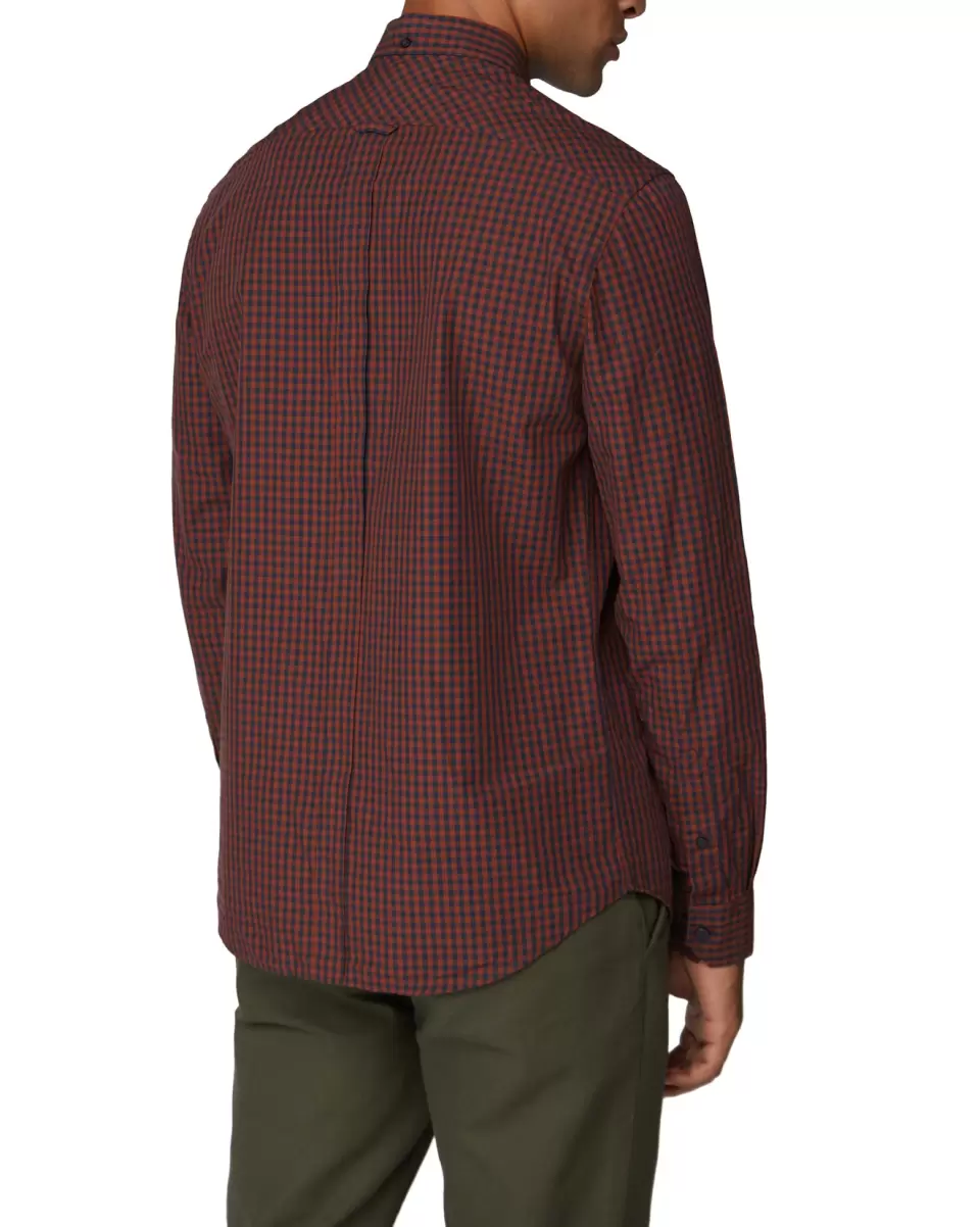 Long-Sleeve Gingham Shirt - Brown Men Ben Sherman Long Sleeve Shirts Reliable Brown - 1