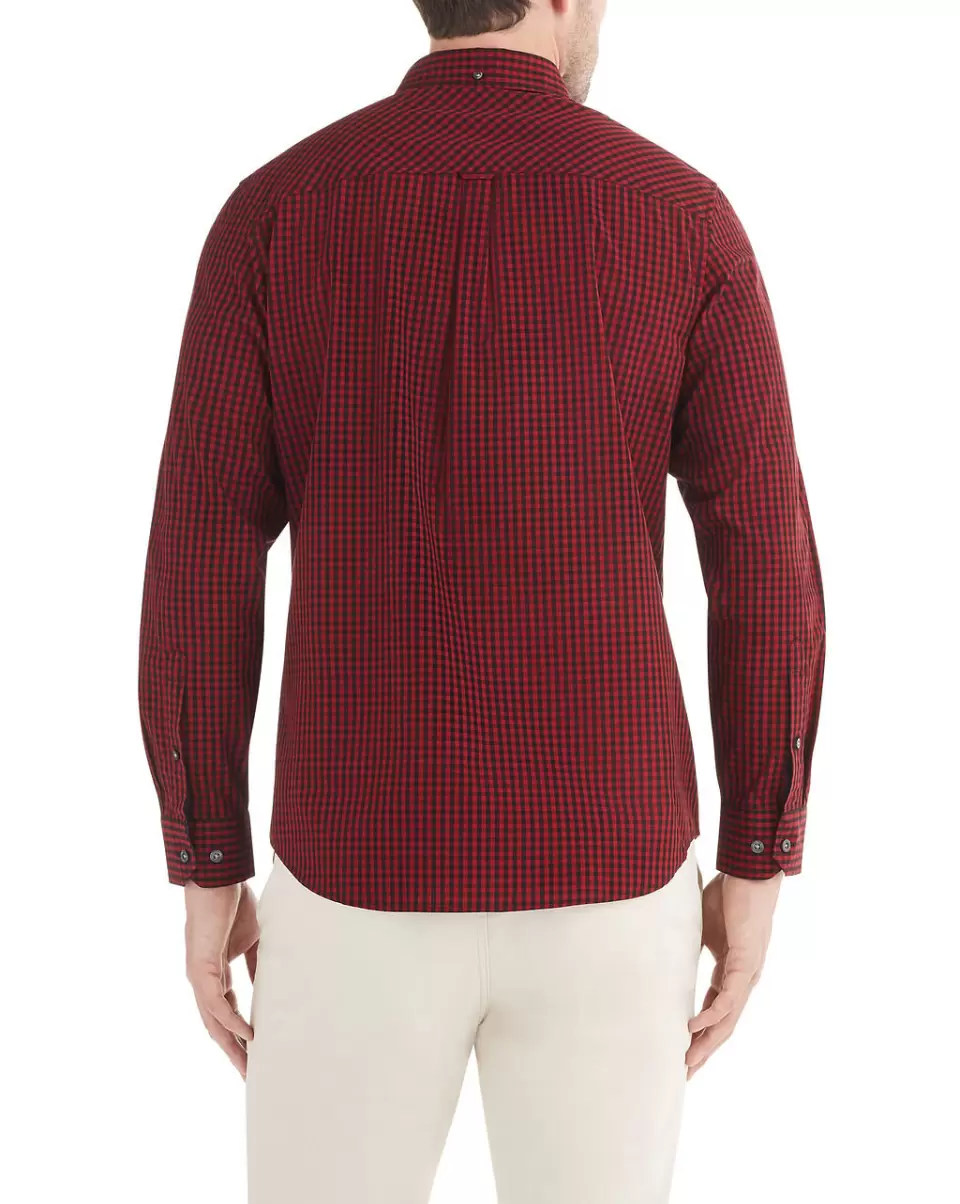 Red Men Long-Sleeve Classic Gingham Shirt - Red Long Sleeve Shirts Ben Sherman Beauty - 1