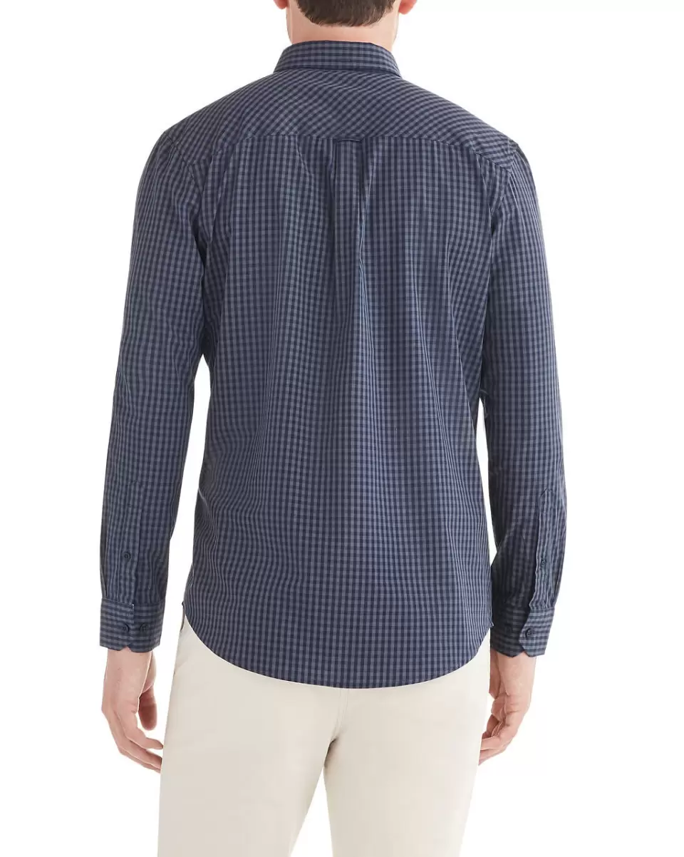 Long Sleeve Shirts Men Long-Sleeve Classic Gingham Shirt - Navy Blazer Contemporary Navy Blazer Ben Sherman - 1