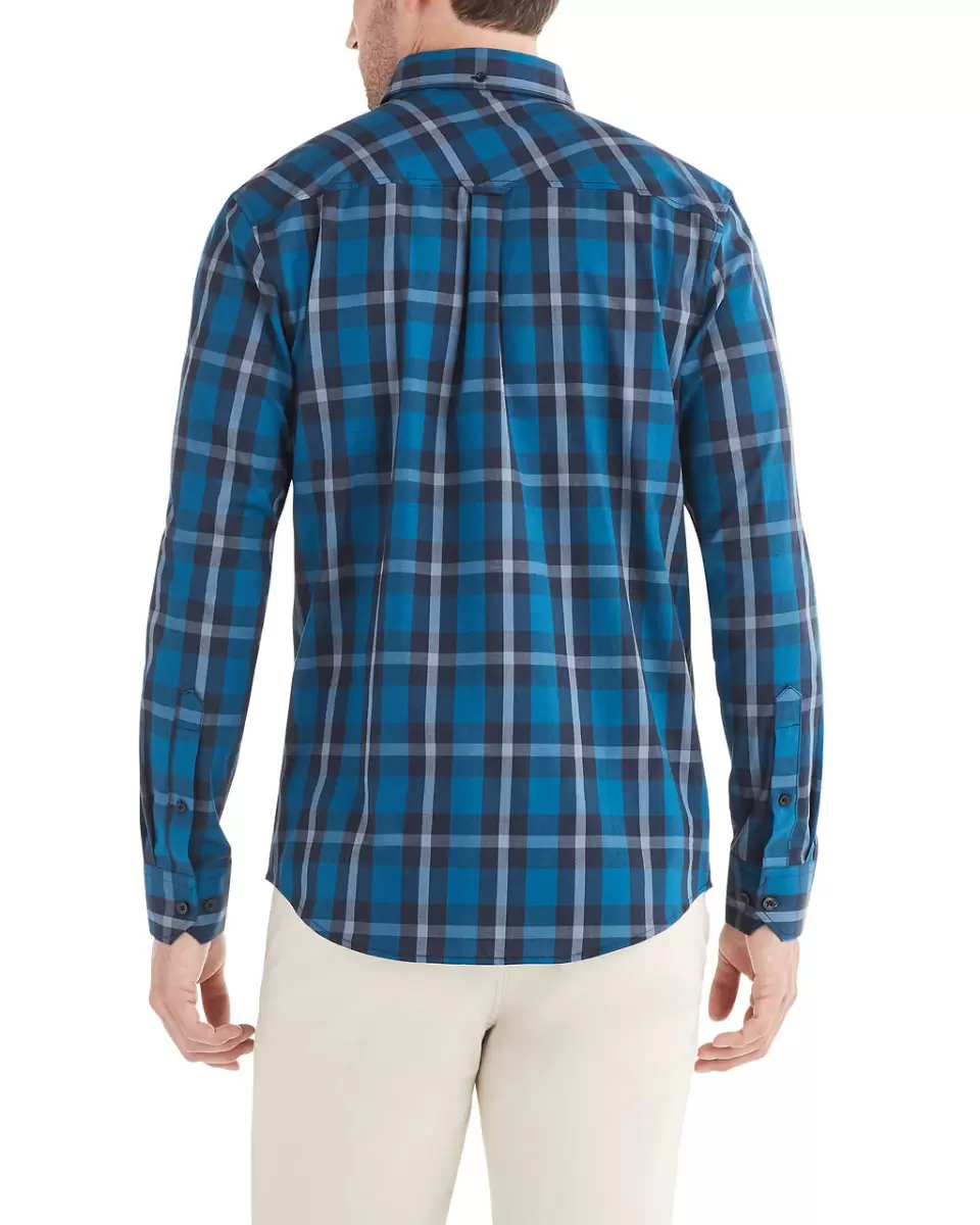 Long-Sleeve Traditional Plaid Shirt - Lake Blue Lake Blue Long Sleeve Shirts Men Ben Sherman Top-Notch - 1