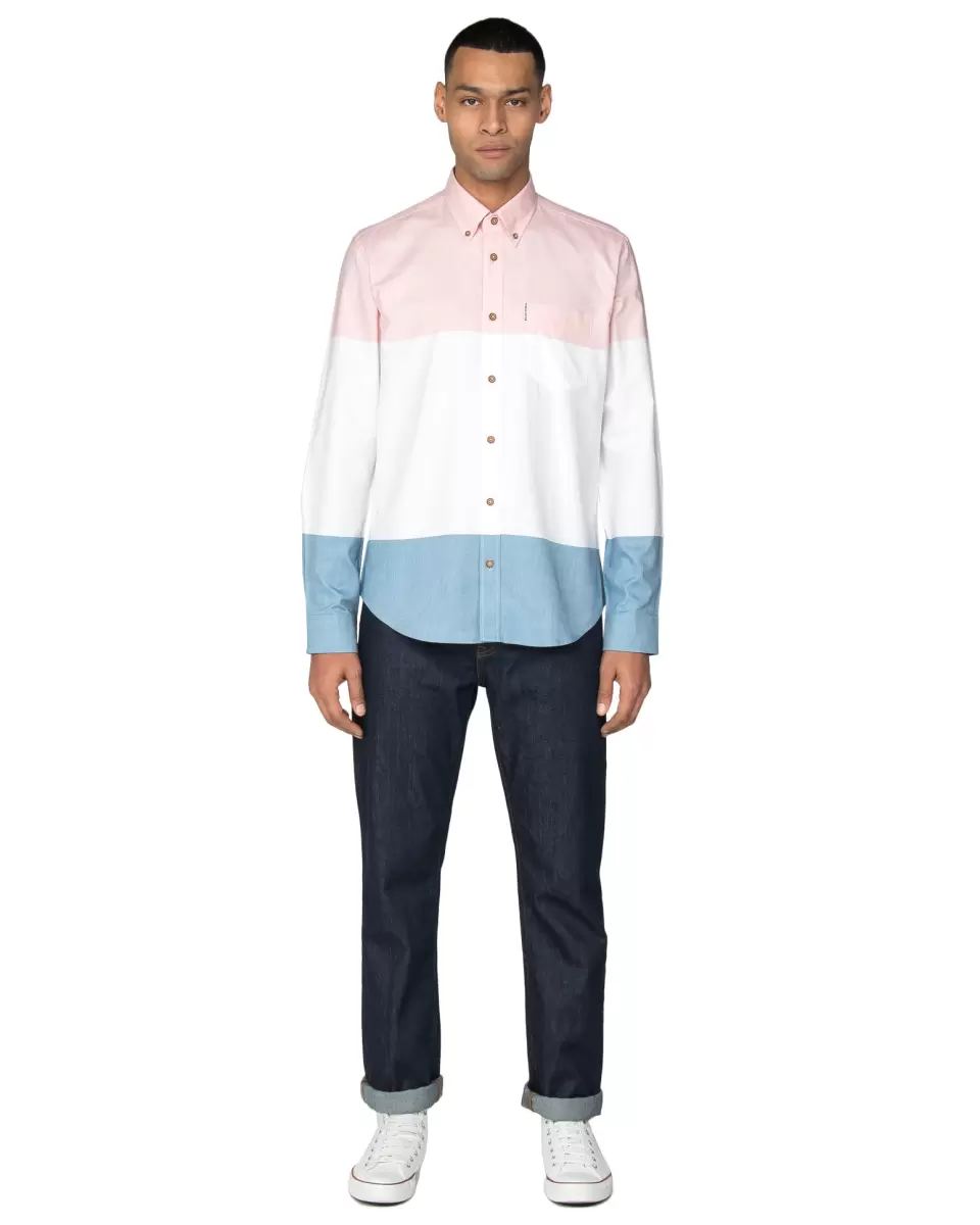 Deal Long Sleeve Shirts Pink Long-Sleeve Pink White & Blue Striped Oxford Shirt - Pink Ben Sherman Men - 4