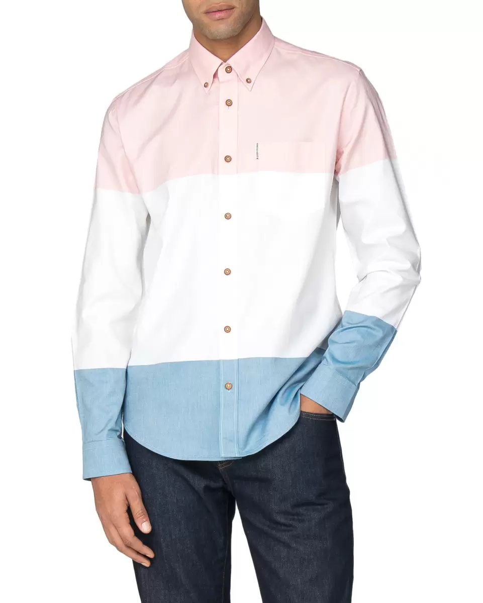Deal Long Sleeve Shirts Pink Long-Sleeve Pink White & Blue Striped Oxford Shirt - Pink Ben Sherman Men