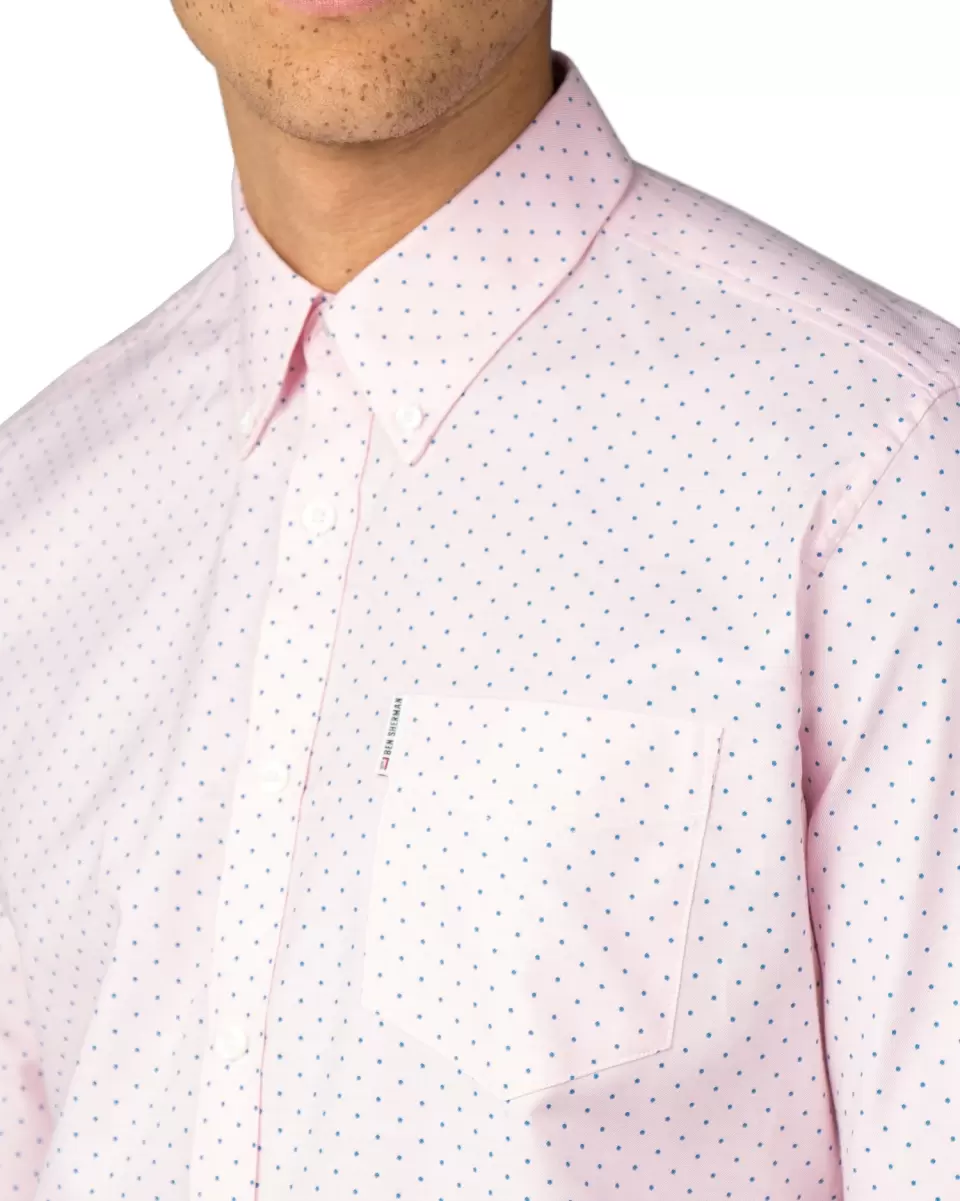 Long-Sleeve Polka Dot Oxford Shirt - Pink Lowest Price Guarantee Long Sleeve Shirts Men Pink Ben Sherman - 1