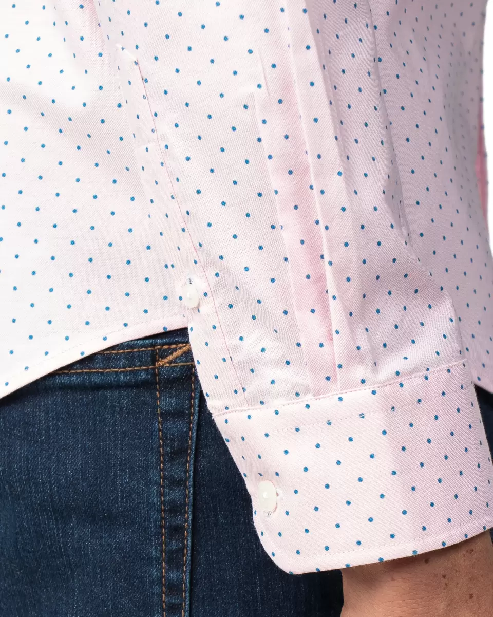 Long-Sleeve Polka Dot Oxford Shirt - Pink Lowest Price Guarantee Long Sleeve Shirts Men Pink Ben Sherman - 3