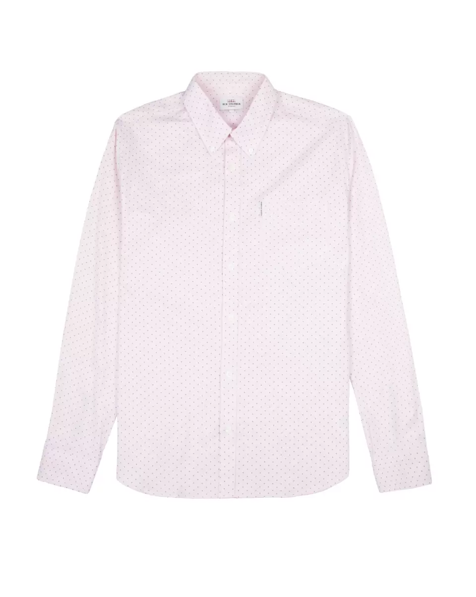 Long-Sleeve Polka Dot Oxford Shirt - Pink Lowest Price Guarantee Long Sleeve Shirts Men Pink Ben Sherman - 5