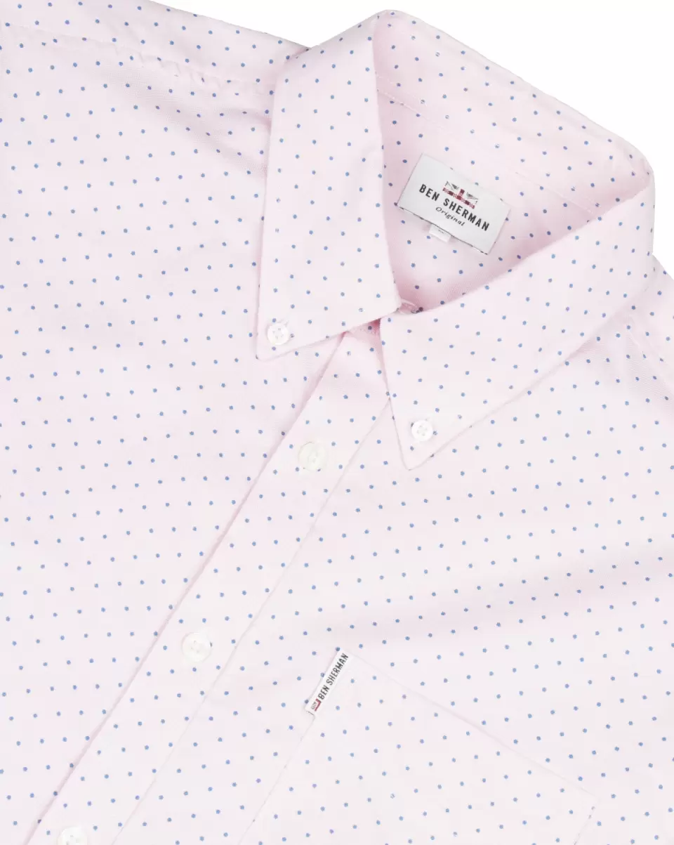 Long-Sleeve Polka Dot Oxford Shirt - Pink Lowest Price Guarantee Long Sleeve Shirts Men Pink Ben Sherman - 6