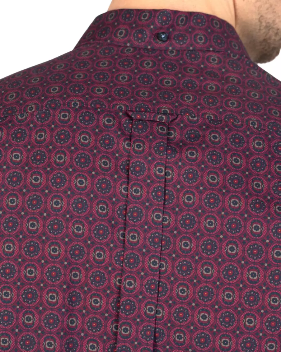 Ben Sherman Perfect Long Sleeve Shirts Long-Sleeve Foulard Geo Shirt - Wine Men Wine - 2