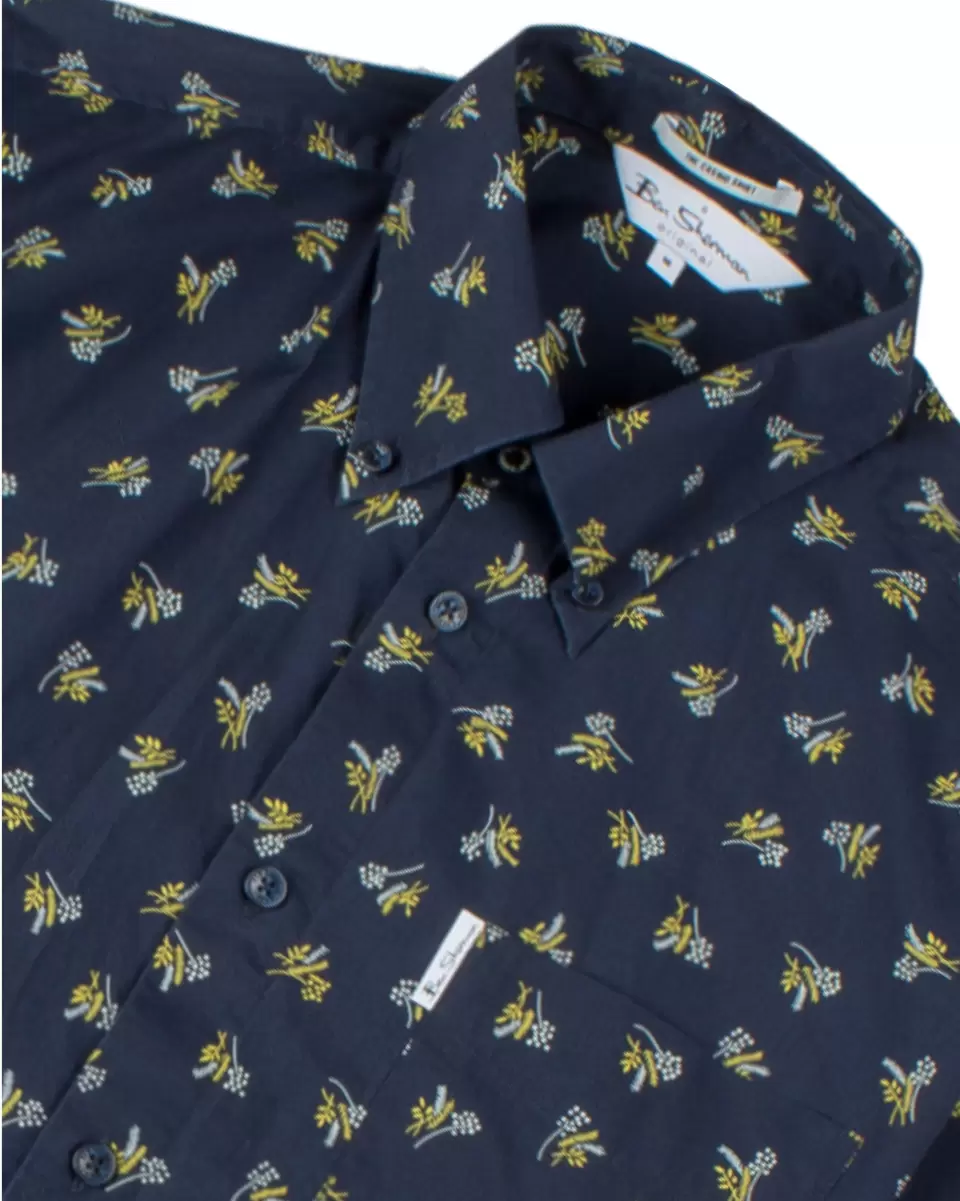Ben Sherman Men Long-Sleeved Archive Casino Shirt - Navy Blazer Navy Blazer Ergonomic Long Sleeve Shirts - 5