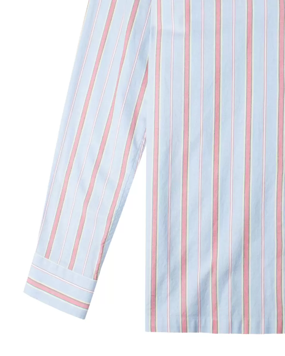 Quick Robbia Blue Men Long Sleeve Shirts Long-Sleeved Archive Brighton Striped Shirt - Robbia Blue Ben Sherman - 5