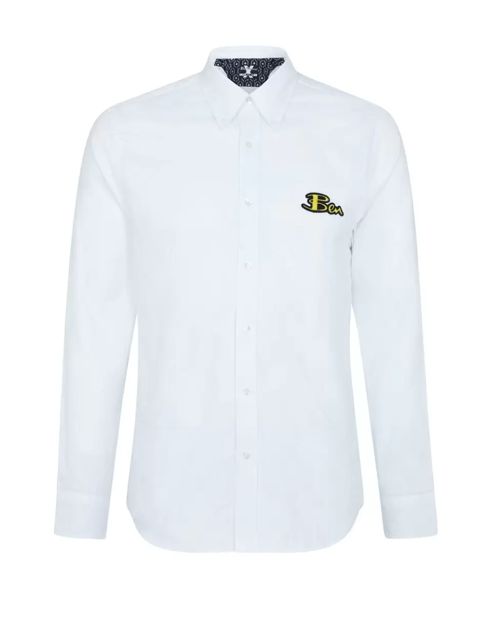 Men White Long Sleeve Shirts Exclusive Offer Ben Sherman X House Of Holland Oxford Shirt - White - 4