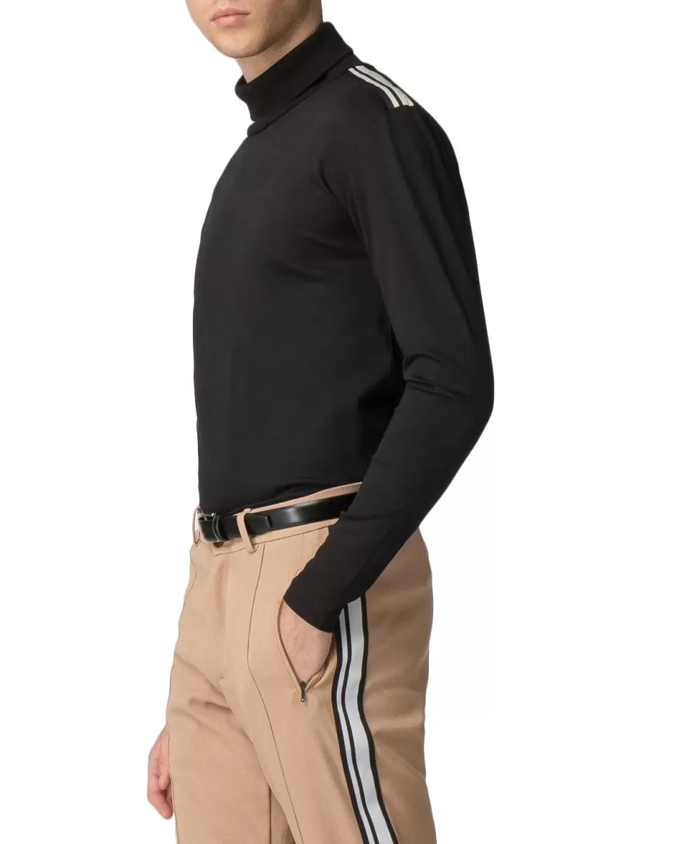Turtleneck Jersey Stripe Top - Black Ben Sherman Long Sleeve Shirts Secure Men Black