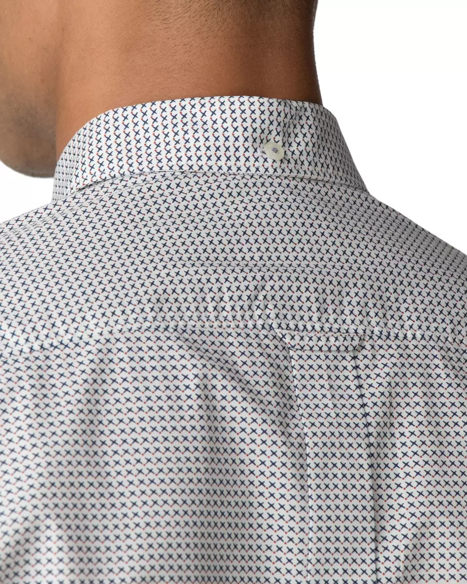 Long Sleeve Shirts Versatile Men Ben Sherman Off White Long-Sleeve Retro Geo Print Shirt - Off White - 3