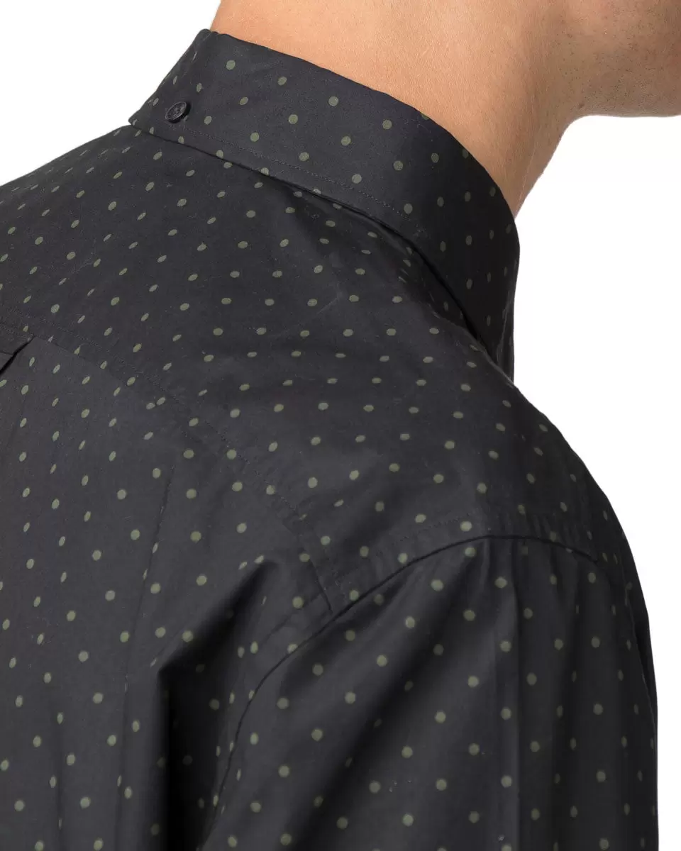 True Black Ben Sherman Long-Sleeve Polka Dot Print Shirt - True Black Long Sleeve Shirts 2024 Men - 3