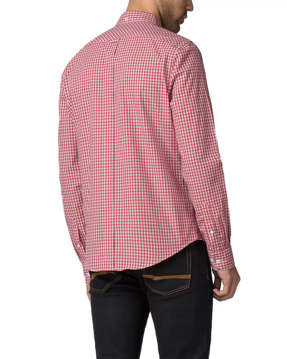 Long-Sleeve Gingham Shirt - Letterbox Red Ben Sherman Letterbox Red Long Sleeve Shirts Men Bargain - 3