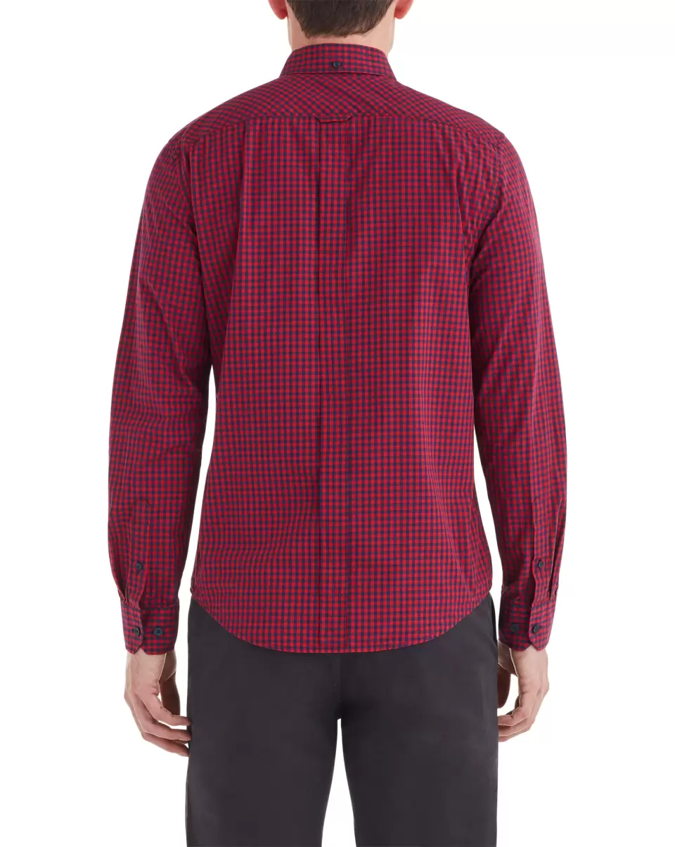 Comfortable Ben Sherman Red Long-Sleeve Gingham Shirt - Red Men Long Sleeve Shirts - 1