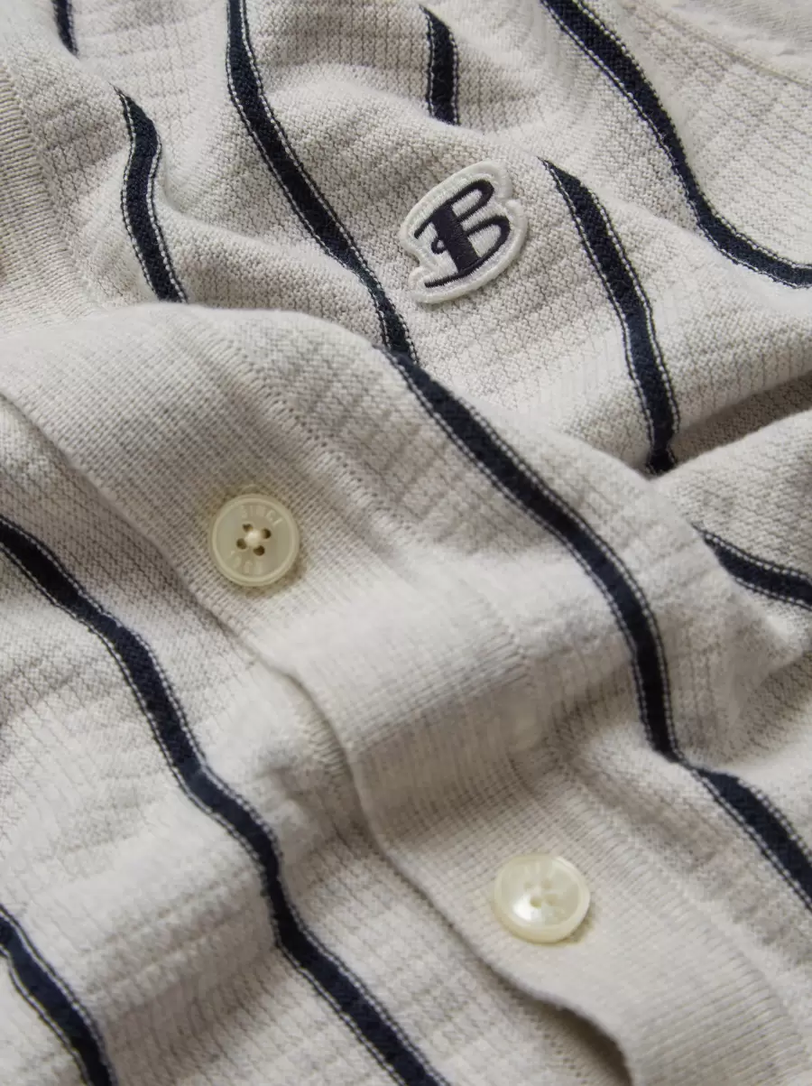 Men Ivory Mod Knit Polos B By Ben Sherman Striped Button-Down Knit Polo Dependable - 4