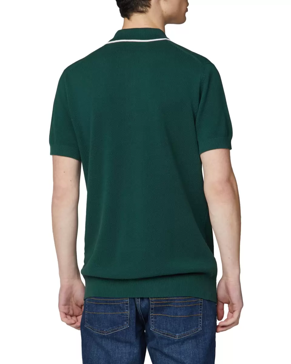 Mod Knit Polos Men Elegant Ben Sherman Textured Knit Polo Shirt - Trekking Green Trekking Green - 1