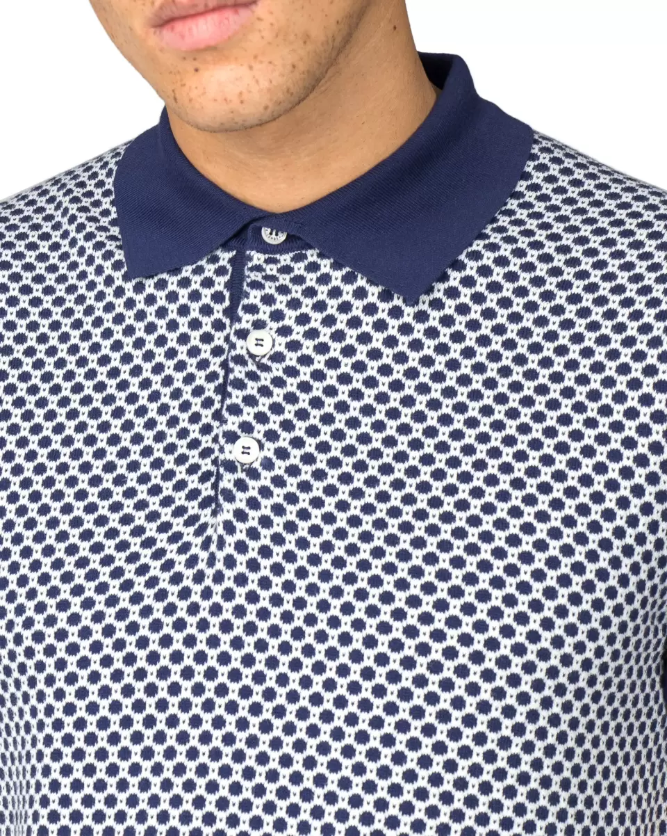 Mod Knit Polos Micro-Geo Knit Polo Shirt - Navy Navy Ben Sherman Contemporary Men - 1