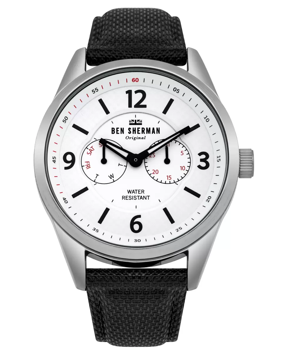 Black/White/Silver Ben Sherman Convenient Watches Men Signature Big Carnaby Utility Watch 45Mm - 3