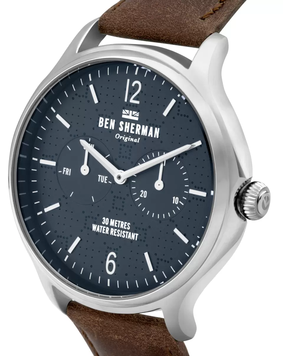 Men Watches Comfortable Men's Kensington Professional Watch - Brown/Navy/Silver Ben Sherman Brown/Navy/Silver - 1