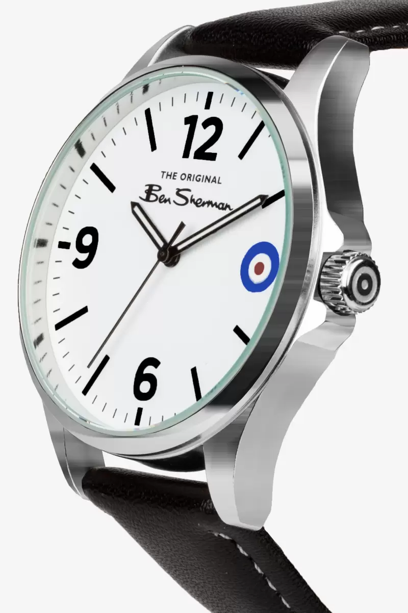 Watches Black/White/Silver Ben Sherman Men Contemporary Men's Strap Watch, 41Mm - Black/White/Silver - 1