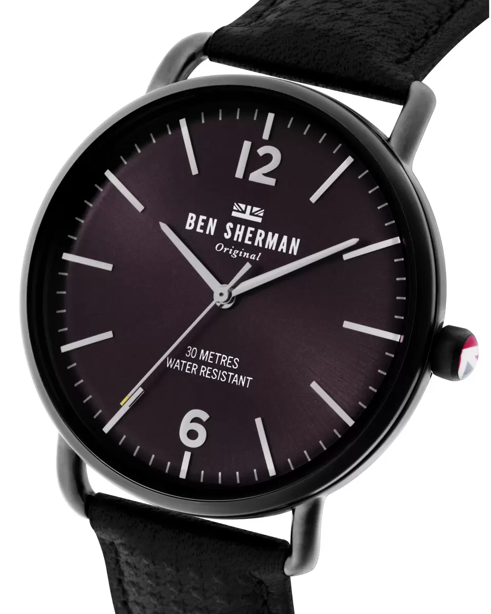 Black/Black/Black Ben Sherman Watches Men's Brighton Dogtooth Watch - Black/Black/Black Men Professional - 1