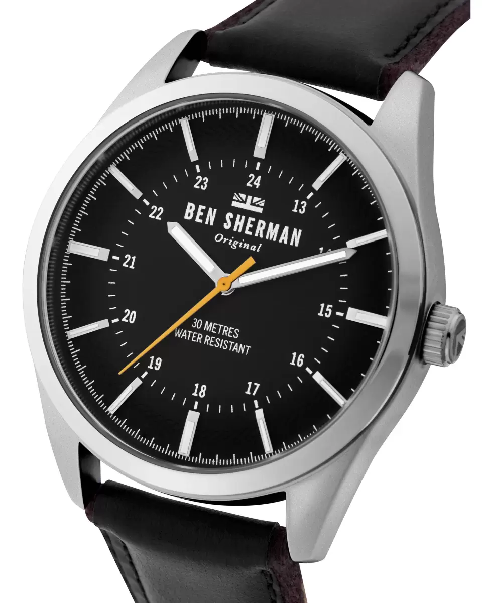 Men Ben Sherman Watches Hot Black/Black/Silver Men's Spitalfields Outdoor Watch - Black/Black/Silver - 1