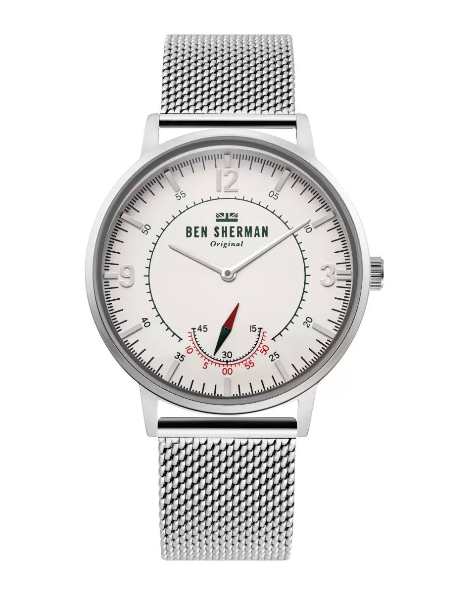 Men Watches Silver/White/Silver Men's Portobello Heritage Watch - Silver/White/Silver Ben Sherman Implement