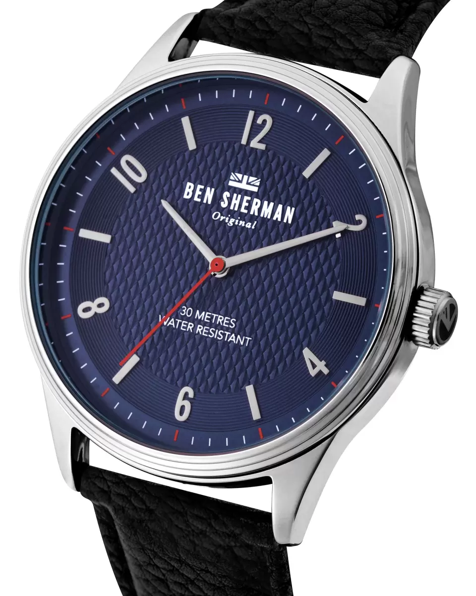 Sleek Ben Sherman Men's Spitalfields Vinyl City Watch - Black/Navy/Silver Men Black/Navy/Silver Watches - 1