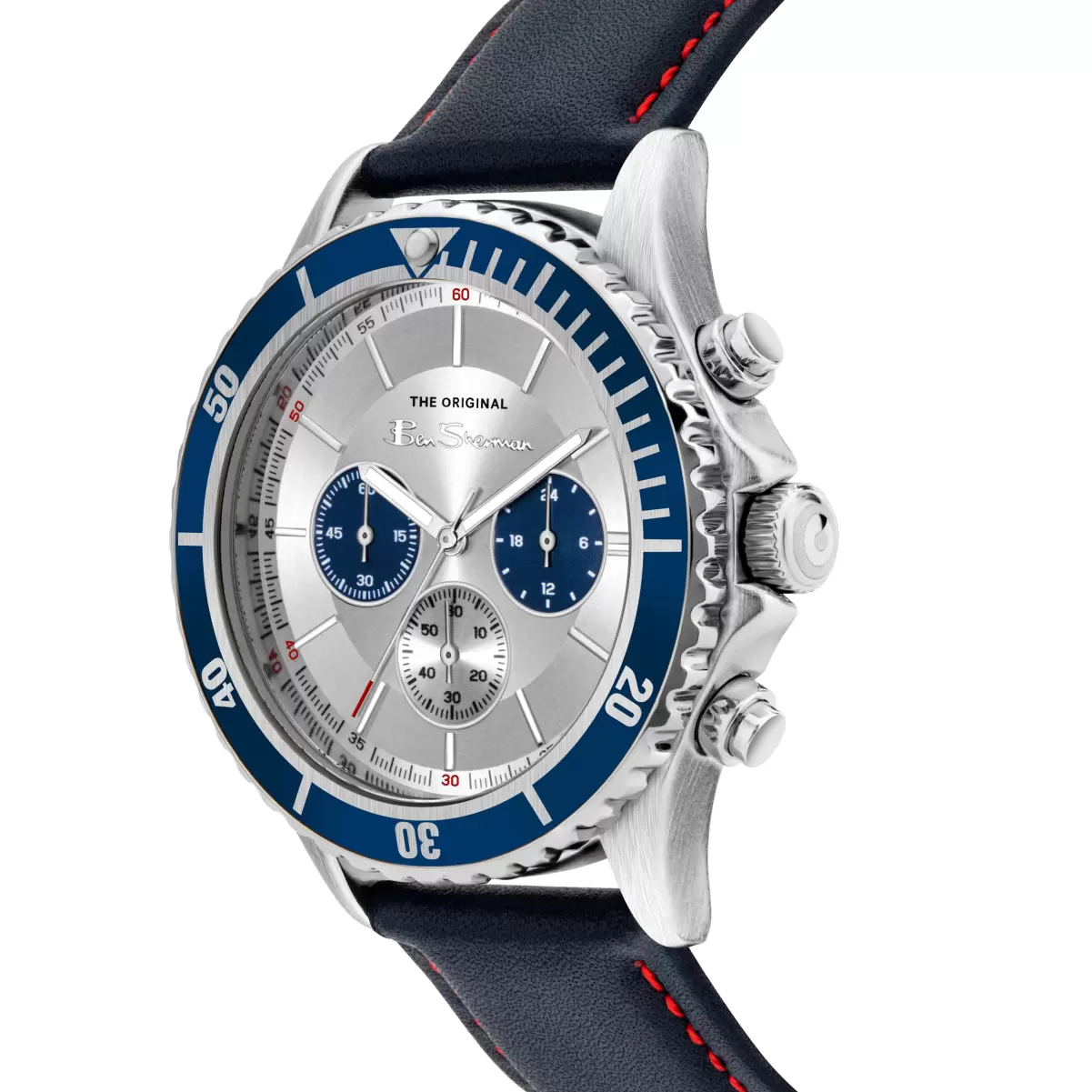Men's Multifunction Leather Strap Watch, 44Mm - Navy/White/Silver Popular Men Ben Sherman Navy/White/Silver Watches - 1